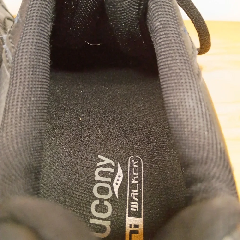 Saucony Women's‎ 7.5 W Grid Omni Walker Running Shoes Sneaker Black Leather Wide